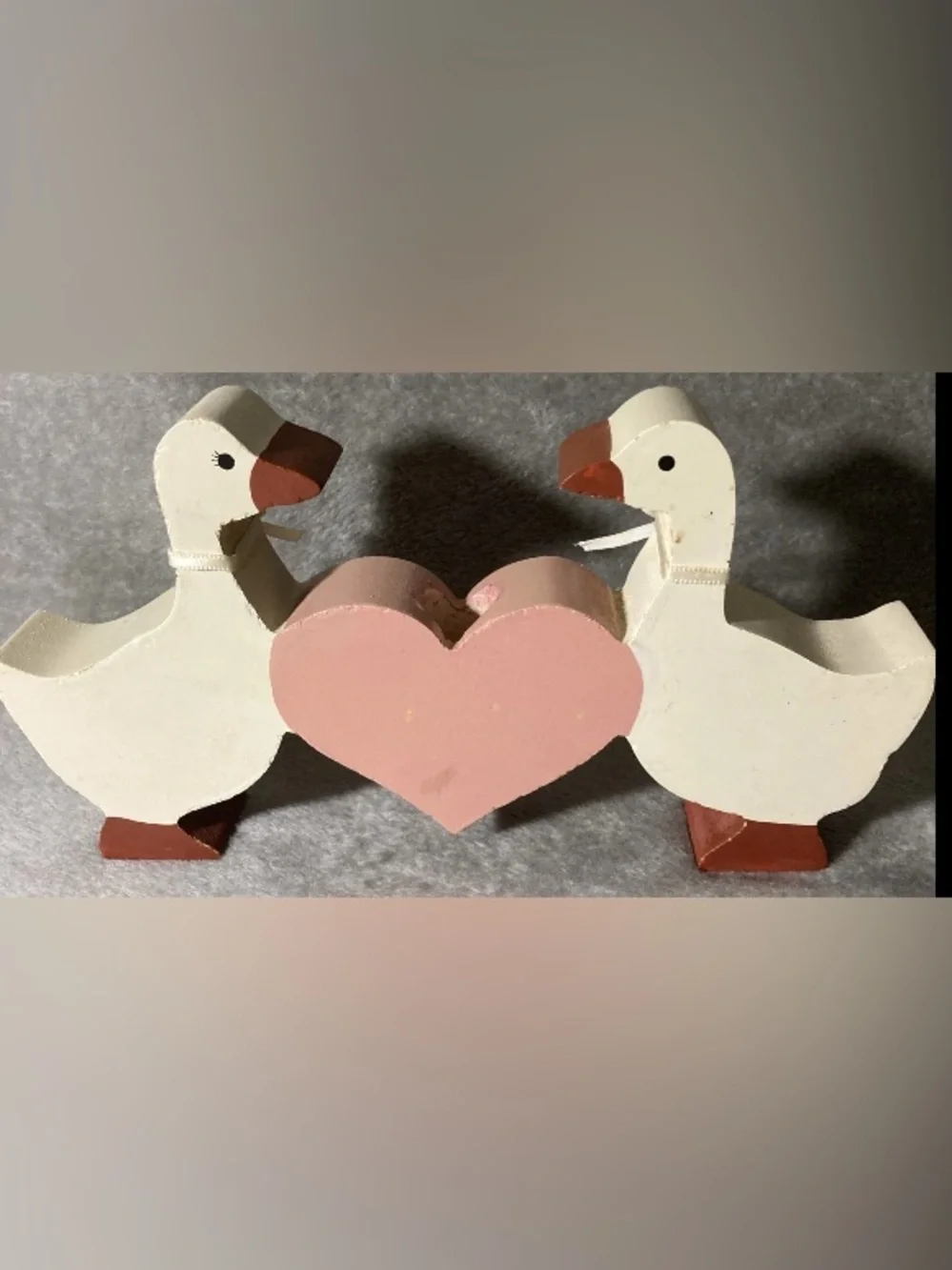 Duck Pair Candle Stick Holder Wood Rustic Cabin Country Decor 9”x5”